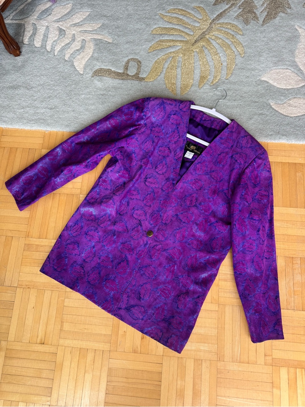Vintage The Rialusso Collection Purple Suede Leather Blazer Size 8